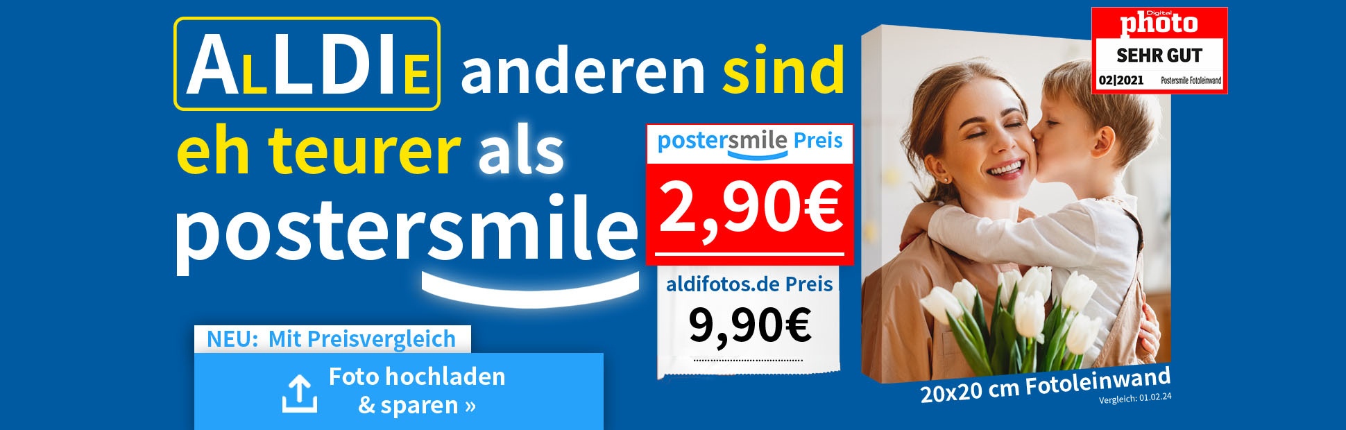 Fotoleinwand günstig - Foto auf Leinwand Preisvergleich postersmile.de vs. Aldifotos.de