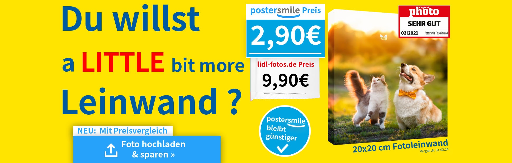 Fotoleinwand günstig - Foto auf Leinwand Preisvergleich postersmile.de vs. Lidl-fotos.de