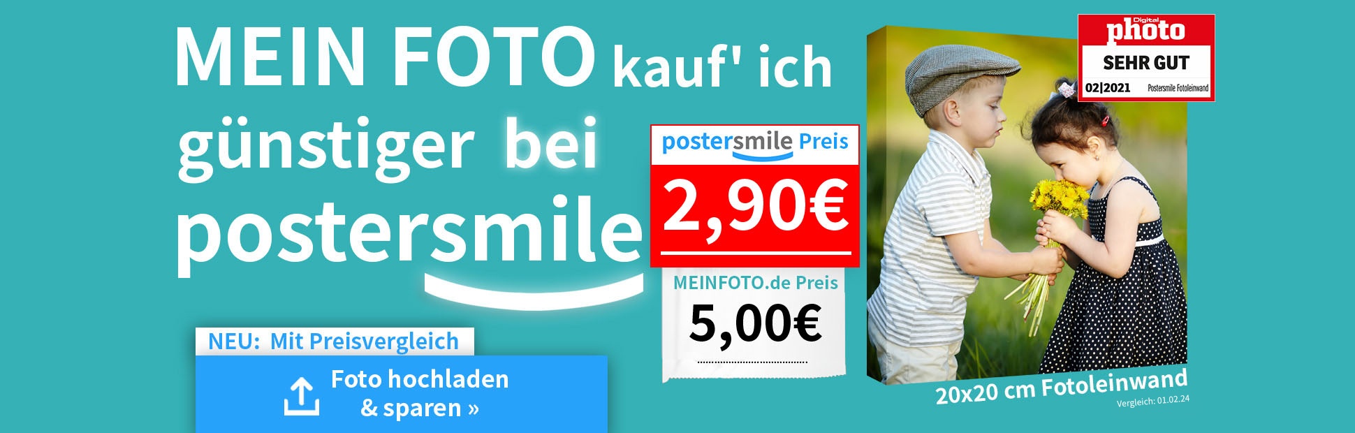 Fotoleinwand günstig - Foto auf Leinwand Preisvergleich postersmile.de vs. meinfoto.de