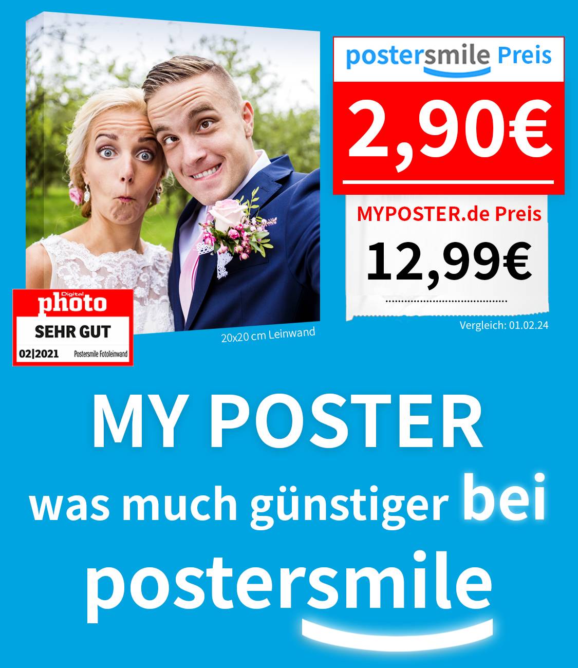 Fotoleinwand günstig - Foto auf Leinwand Preisvergleich postersmile.de vs. myposter.de