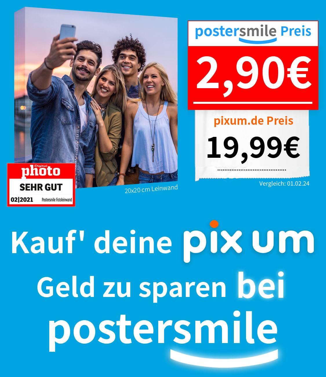 Fotoleinwand günstig - Foto auf Leinwand Preisvergleich postersmile.de vs. pixum.de