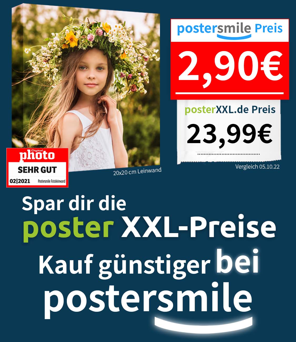 Fotoleinwand günstig - Foto auf Leinwand Preisvergleich postersmile.de vs. posterxxl.de