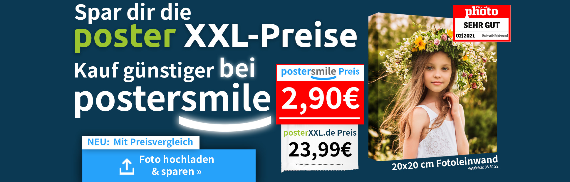 Fotoleinwand günstig - Foto auf Leinwand Preisvergleich postersmile.de vs. posterxxl.de