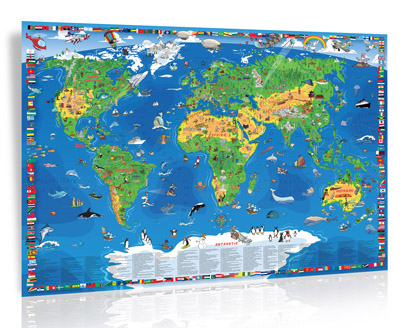 XXXL/1,95 Meter - Weltgrößte Kinder Weltkarte