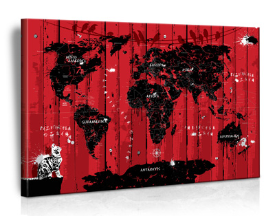 XXL Graffiti Zaun Rot - Art Design Weltkarte (Limited Edition)