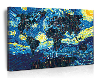 XXL Vincent van Gogh - The Starry Night Weltkarte (Limited Edition)